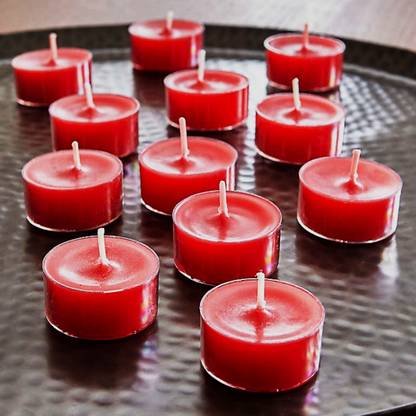 AestheticsDelight Scented Acrylic Red Tea light Candles (20) for Home Decor & Celebrations Candle