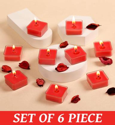 MAGICMOON Peach Scented Square Shaped Floating Tea Light Candles For Diwali & Home Decor Candle