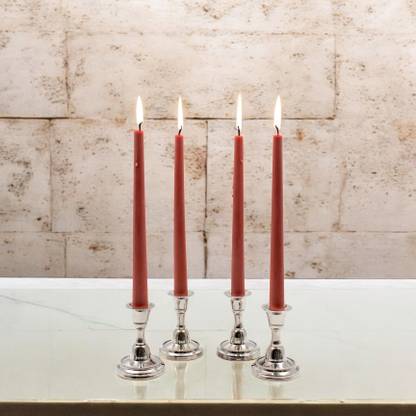 Hosley Pack of 4 Rustic Sandalwood Fragrance Taper Candles 10 Inch Long Candle