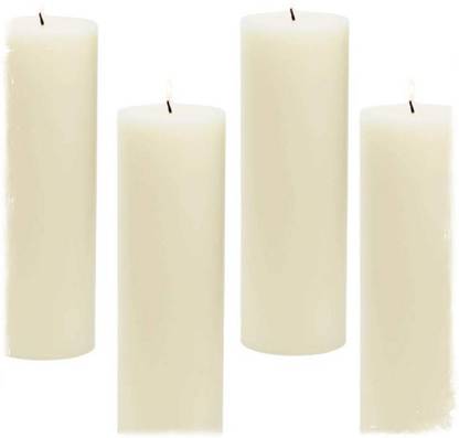 Smooth line Unscented Pillar Candles(Refined Wax )Pack of 4 Candle