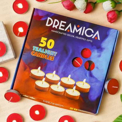 CW Dreamica Pack Of 50 , Long-Burning Red Tealight Candles Candle
