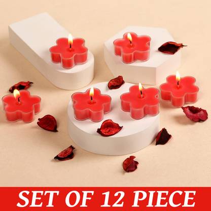 MAGICMOON T-Rose Scent Floating Flower Shaped Tea Light Candles For Valentine Day & Diwali Candle