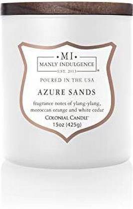 Manly Indulgence Azure Sands Scented Jar Candle Signature Collection Wood Wick White 15 Candle