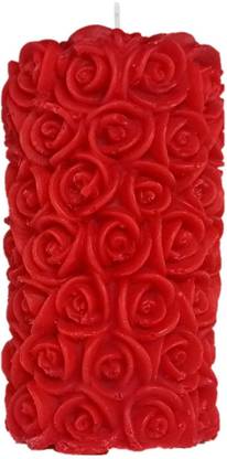 Mahasu Rose Pillar Wax Unscented Candle, Pack of 1 Candle