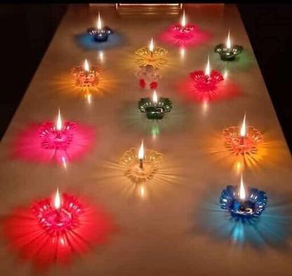 Silverlight 3D Shadow Floating Plastic Decorative Dipawali / Diwali Diya Candle