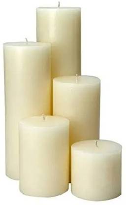 Smooth line Pure Wax Scented Big Pillar Candles , 200 Hours Burn (Pack of 5) Candle