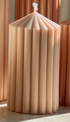 loveworthiess Ribbed Peak Pillar, Soy Wax, Vanilla Aroma, Candle