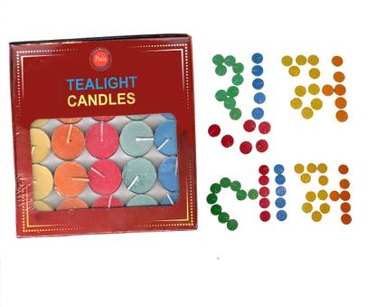 HPK multicolor tealight subh labh candle pack of 50 (burn time 4 hours) Candle
