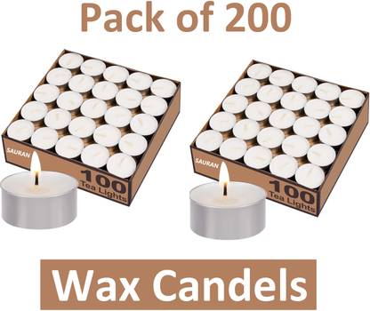Sauran Pack of 200 Wax Tealight Candles 37W x 10H Centimeters WC75.2 Candle