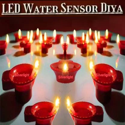 Silverlight LED Diya with Water Sensor Battery Powered For Temple Office/Home Decoration Candle