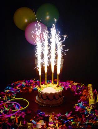 FUNCART Cake Party sparklers 12 cms (4 Pcs /Pack) Candle (Multicolor, Pack of 4) Candle