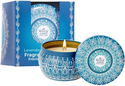 Bryan & Candy Scented Lavender Chamomile Aromatherapy Candle, Soy Wax Eco Friendly Printed Tin Candle