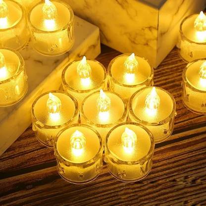 True Décor Flameless & Smokeless Transparent Acrylic Led Tea Light Candle Candle