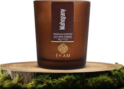Ekam Mahogany Shot Glass Soy Wax Scented Candle, 43 Grams, 10 Hours Burn Time Candle