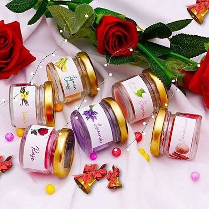 Divine Senses Scented Mini Jar Candles for Home Decor & Gifting (Set of 6) | Rose, Lemon Grass, Jasmine, Vanilla, Lavender & Sandalwood Candles Candle