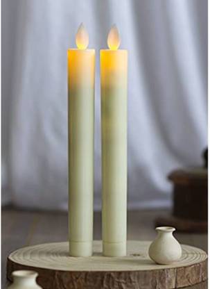 Satyam Kraft Flameless Battery Operate Flickering LED Candle Stick with Melted Design Pillar (Pack of 2). Candle
