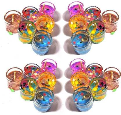 COLTONE Mini Cute Little Glass Jelly Gel Candles for Home Decor Diwali Decoration Candle