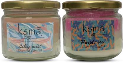 KSMA Fragrance Jar Candle Lilly Mist, Purple Rose Candle