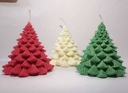 AK CREATIVE Christmas Tree Shape Candles Table Decorations for Home Set of 6 Candle