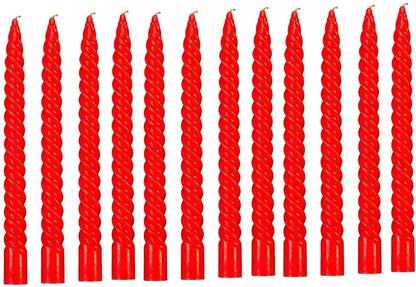 Smooth line Smokeless & Dripless Scented Twisted Stick Candles Red (Pack of 12) Candle