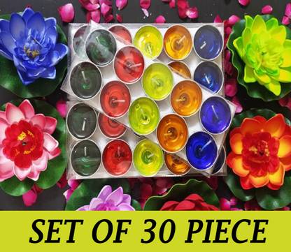 MAGICMOON Multi-Coloured Gel Wax Tealight, Floating Candles For Home Decoration & Diwali Candle