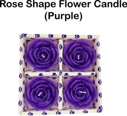 Kanhaxy Pvt ltd Rose Shape Flower Wax Candles Floating Tea Light Candles Decoration Set Of 4 Candle