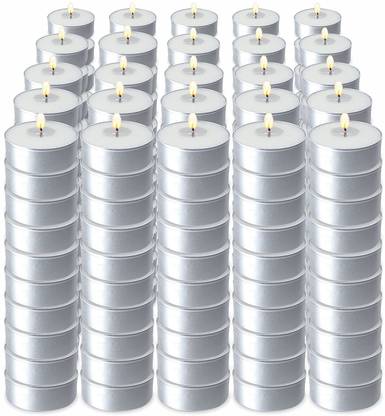 Home Genie Tealight Unscented Candles|Long Burn Time|for Office, Spa & Home Décor-White Candle