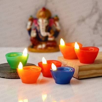 CW Dreamica Pack Of 6 Fancy LED Water Sensor Diya Candle