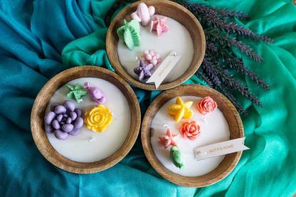 MOTIFS HOME 3-Wick Scented Soy Wax Candle – Soft Wax Succulents Candle