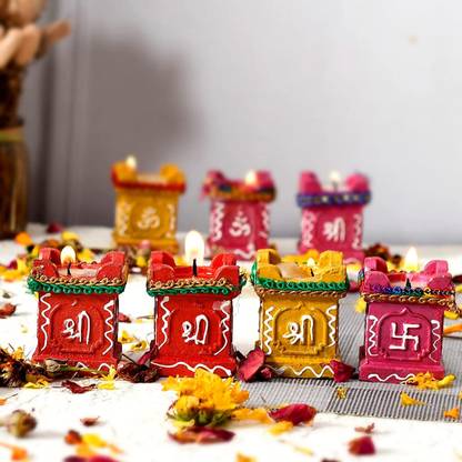 BUC Tulsi Diya For Diwali Wax Candle Diwali Candle Pack Of 4 Eco Friendly Diya Candle