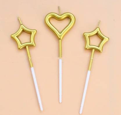 Occasion Eve 3 Pcs Gold Plated Birthday Candles for Birthday and Anniversary Decoration Candle