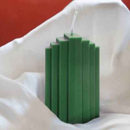 AestheticsDelight Scented Soy Wax Building Block Pillar Candle - 2 | Green Apple Candle