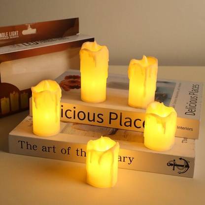 PRIME SHOPPER LED Tea Light Flicking Candle Set of 6 Decorative Smokeless Flameless Candle