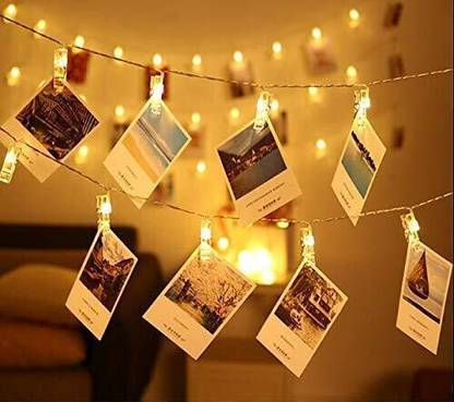 AFTERSTITCH photo decoration lights 10 LED 2 m Length battery operated Photo Clip led string rice Light Candle