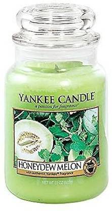 yankee Candle Honeydew Melon Scented Classic 22oz Large Jar Single Wick Candle Over Candle