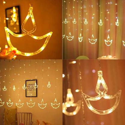 RG7 DECORATIVE STAR LED LIGHTS FOR DEWALI -2.5 METER (1CURTAIN,138 LED, 6+6 STARS) Candle
