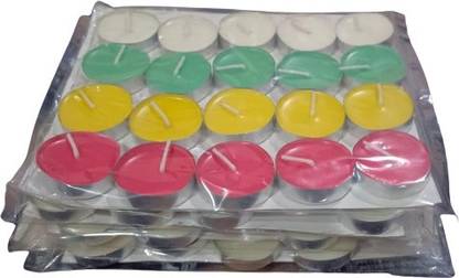 AK CREATIVE Multi-colour Unscented Soy Wax Tea Light Candles for Decoration Candle