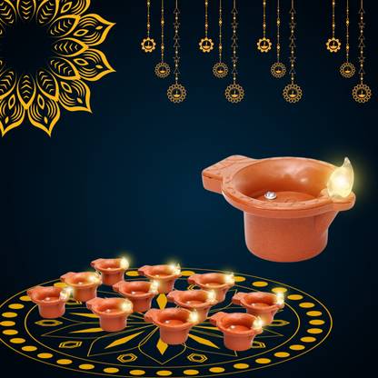 Sohian water sensor electric led diyas candle Plastic (Pack of 12) Table Diya Set