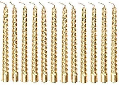 CHIKLIT ENTERPRISE Pack of 12 Pcs Golden Spiral 10 Inch Long Candles, Golden Taper Candles Inch Candle Candle