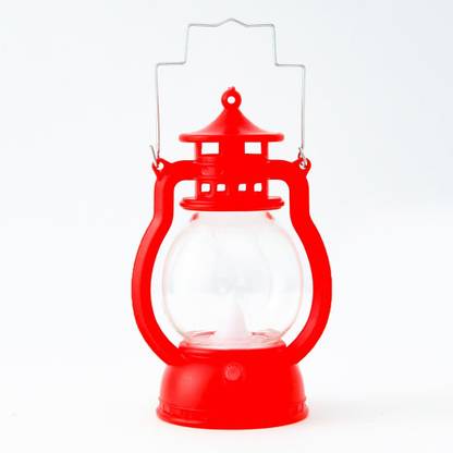 KUBER INDUSTRIES LED Lantern Lamp|Flameless Yellow Light|Black Hanging Lantern|B0-003B |Red Candle