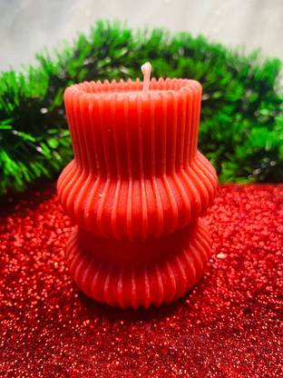 The Pink Patterns Christmas Candles (1 Pillar, 1 Flower 3 Snowflakes Shape )| Set of 4 Candle