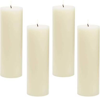 Smooth line Pure Refined Wax Unscented Pillar Candles ( Set of 4) Candle