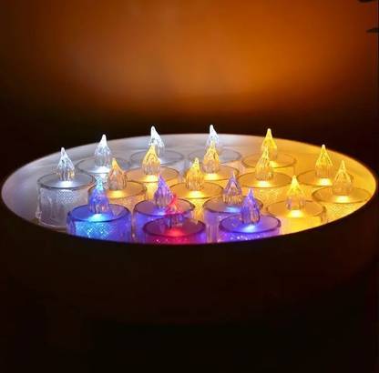 True Décor Flameless & Smokeless Transparent Acrylic Multi Led Tea Light Candle Candle