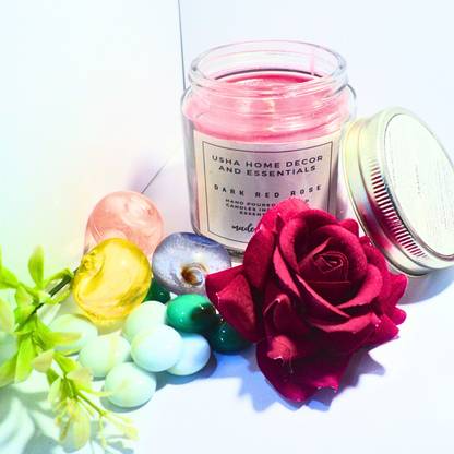 UHDE Dark Red Rose Fragrance Scented Soy Wax Blend Jar Candle