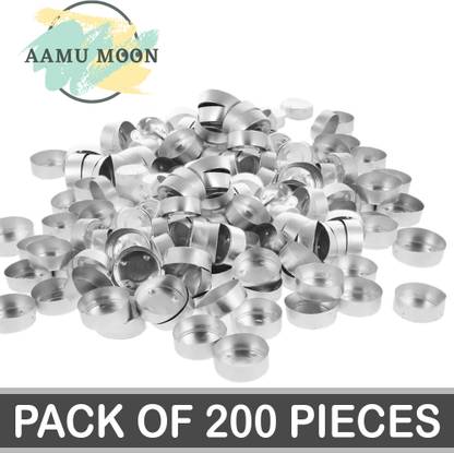 AAMU MOON Aluminium Tealight Cups, 37 x 11 MM Tealight Containers For DIY Candle Making Aluminium 200 - Cup Tealight Holder