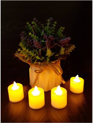 AFTERSTITCH Melting wax candle style Artificial T light led candles for dinner and home decoration ( Batteries Included) wax style Set of 4 Candle