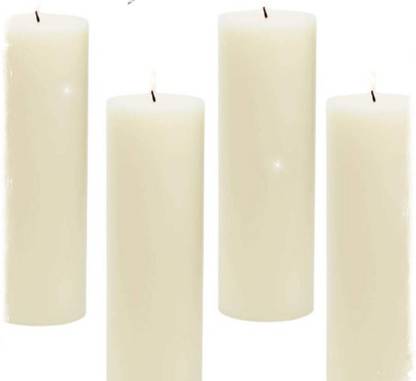 Smooth line Unscented Pillar Candles(Refined Wax )Pack of 4 Candle