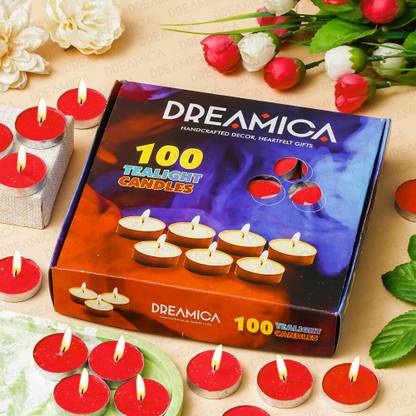 CW Dreamica Pack Of 100 , Long-Burning Red Tealight Candles Candle