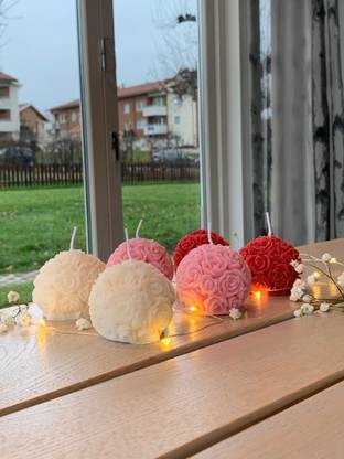Arouma Set of 6 Mini Rose Ball Candles | Gift Set| Highly Scented Candle Candle