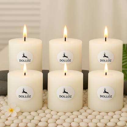 Dolloz 2 by 2 Inches Pillar Candles Long Burning Time- 30 Hours Unscented Candle